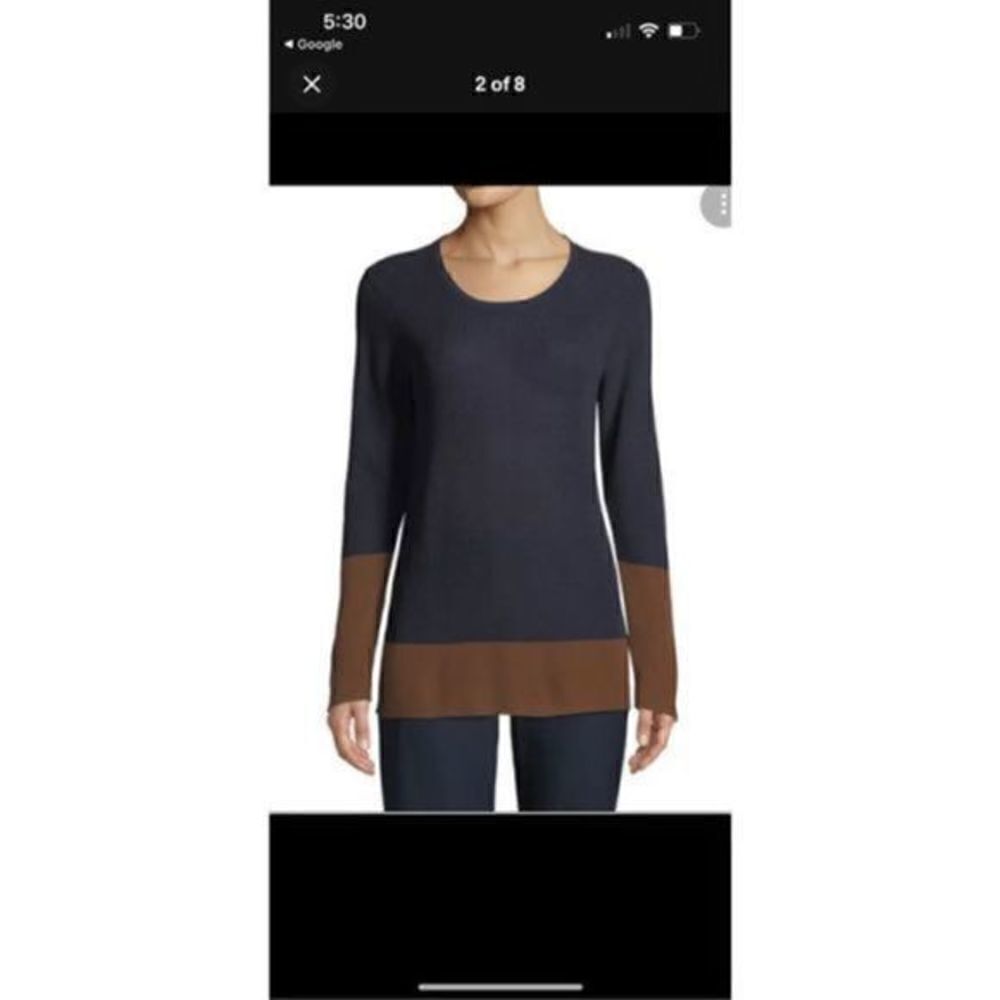 Eileen Fisher Silk Blend Sweater Small Contrast Stripe Colorblock Pullover size - Picture 3 of 9